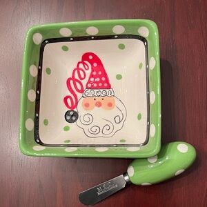 New in Box - MSC Festive Santa Bowl with Stainless Steel & Ceramic Spreader